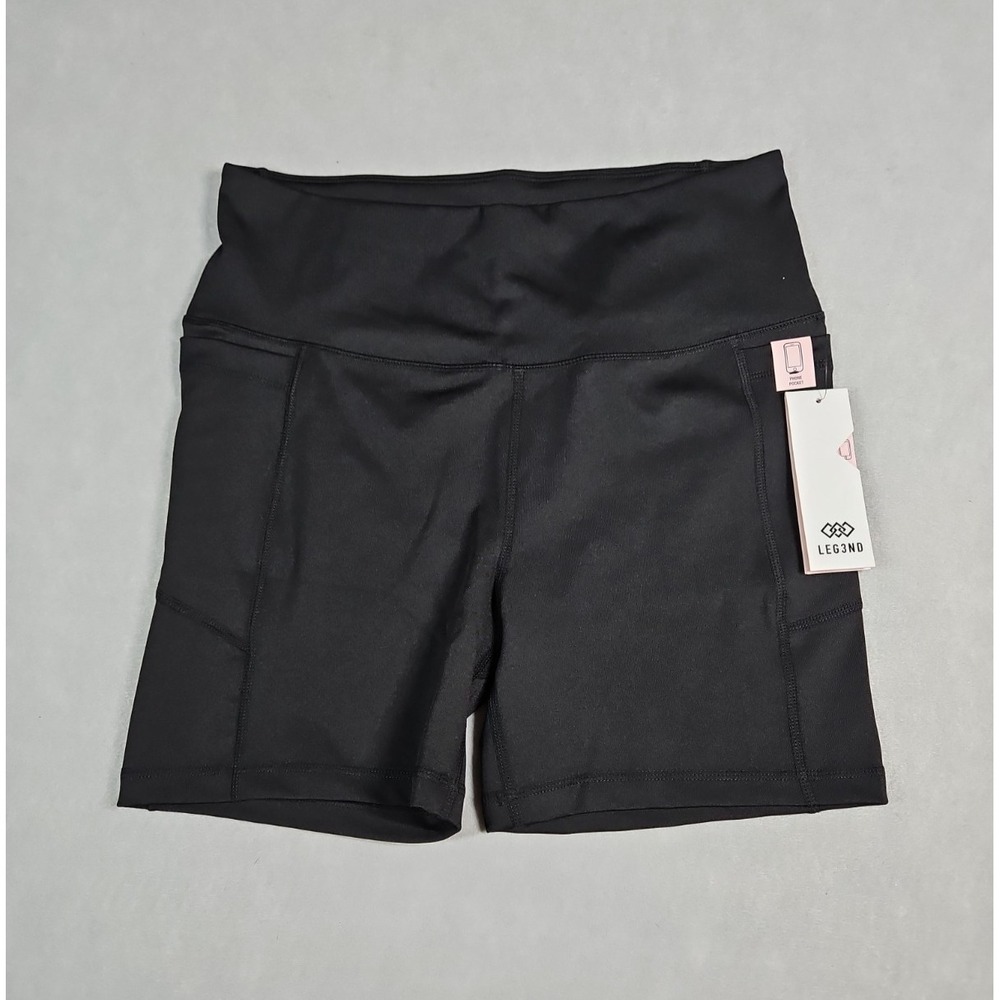 Legend Womens Black High Rise Athletic Biker Shorts Size Large NWT